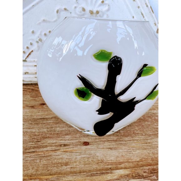 Vintage Fused Glass Modernist Vase with Bonsai Tree - Picture 4 of 9